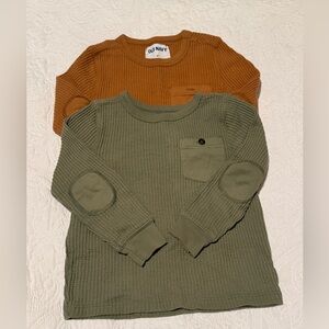 Old Navy Kids' Waffle Knit Tees - Olive and Rust, 4T